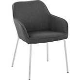 Daniella Dining Chair in Chrome & Charcoal Fabric (Set of 2)